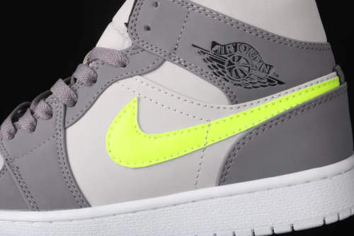  Air Jordans  1 Mid  ' Grey Volt ' 554724-072 photo review