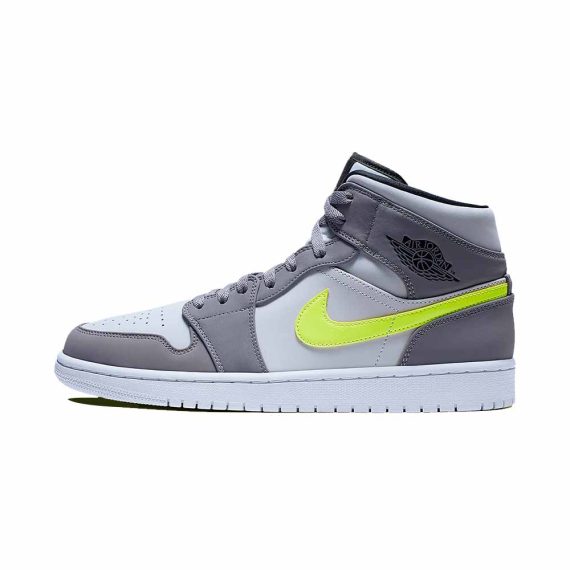  Air Jordans  1 Mid  ' Grey Volt ' 554724-072