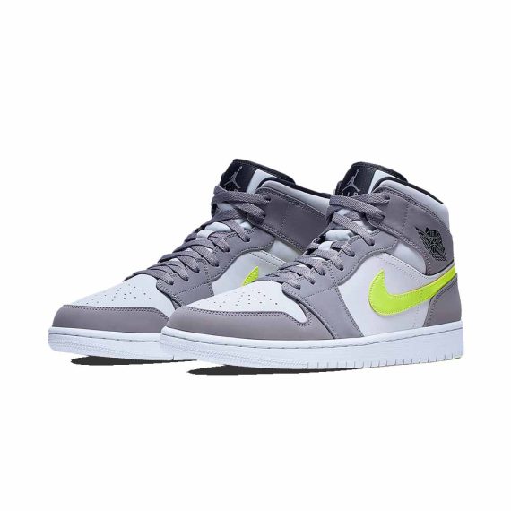  Air Jordans  1 Mid  ' Grey Volt ' 554724-072