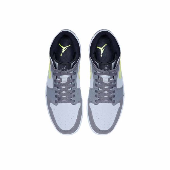  Air Jordans  1 Mid  ' Grey Volt ' 554724-072